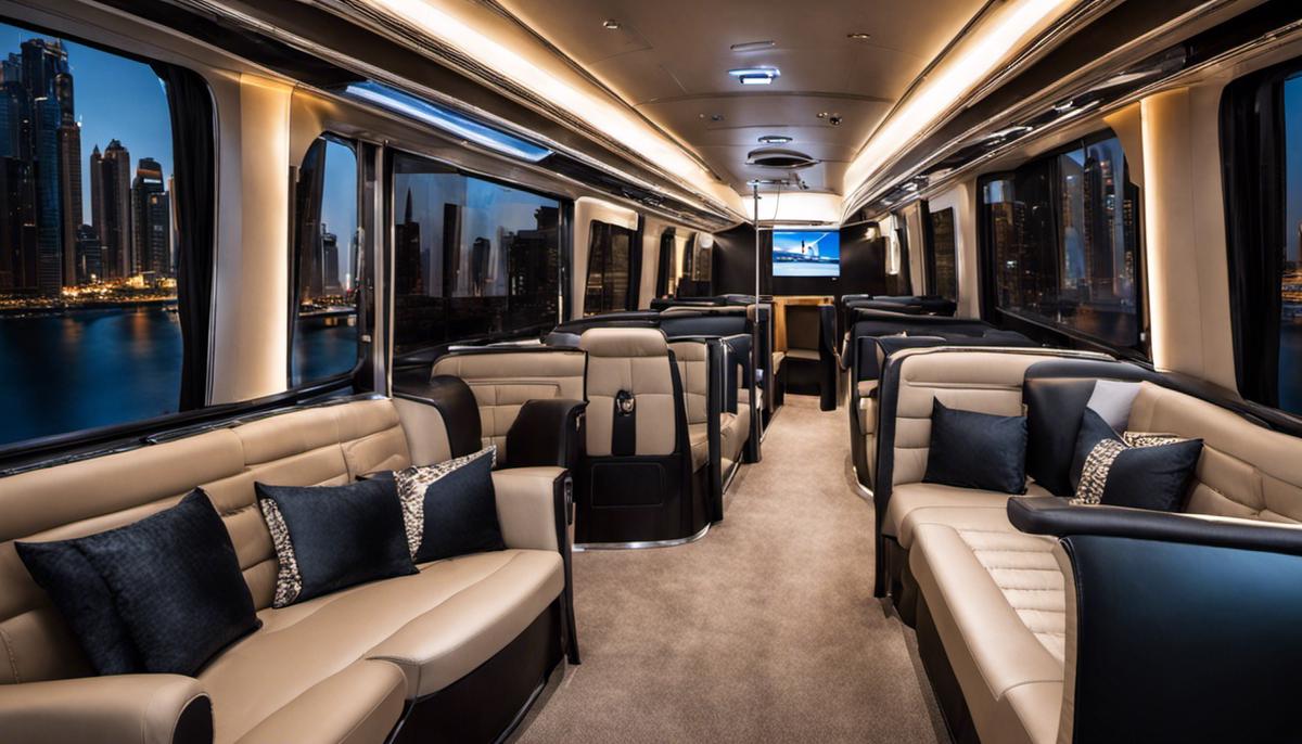Image of a luxury bus rental in Dubai with dashes instead of spaces